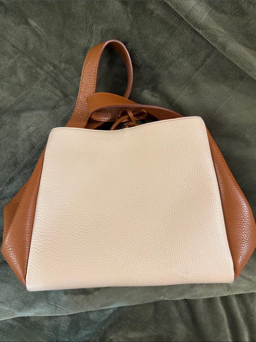 Sundance Two-Tone Cream and Brown Leather Shoulder Bag